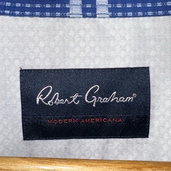 Robert Graham Men's Gingham Tailor Fit Button Up Floral Inlay Blue Size 2XL - Picture 3 of 14